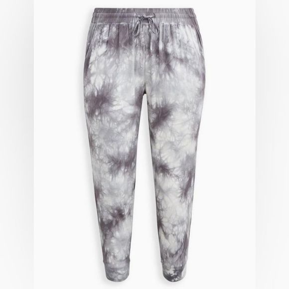 TORRID‎ Relaxed Fit Jogger Stretch Challis Mid-Rise Pants Tie Dye Grey 2x 18-20 - Picture 1 of 10